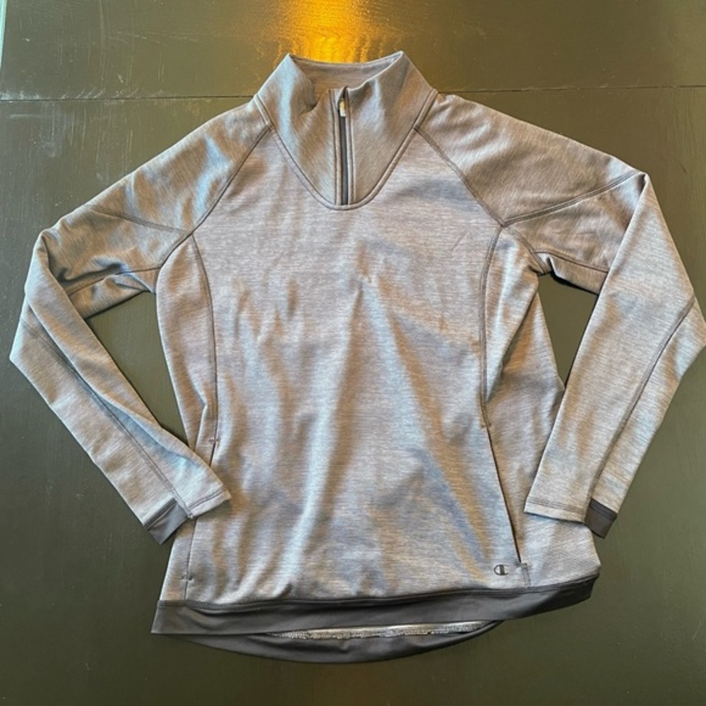 Champion Large Gray Quarter Zip Athletic Wear Long Sleeve